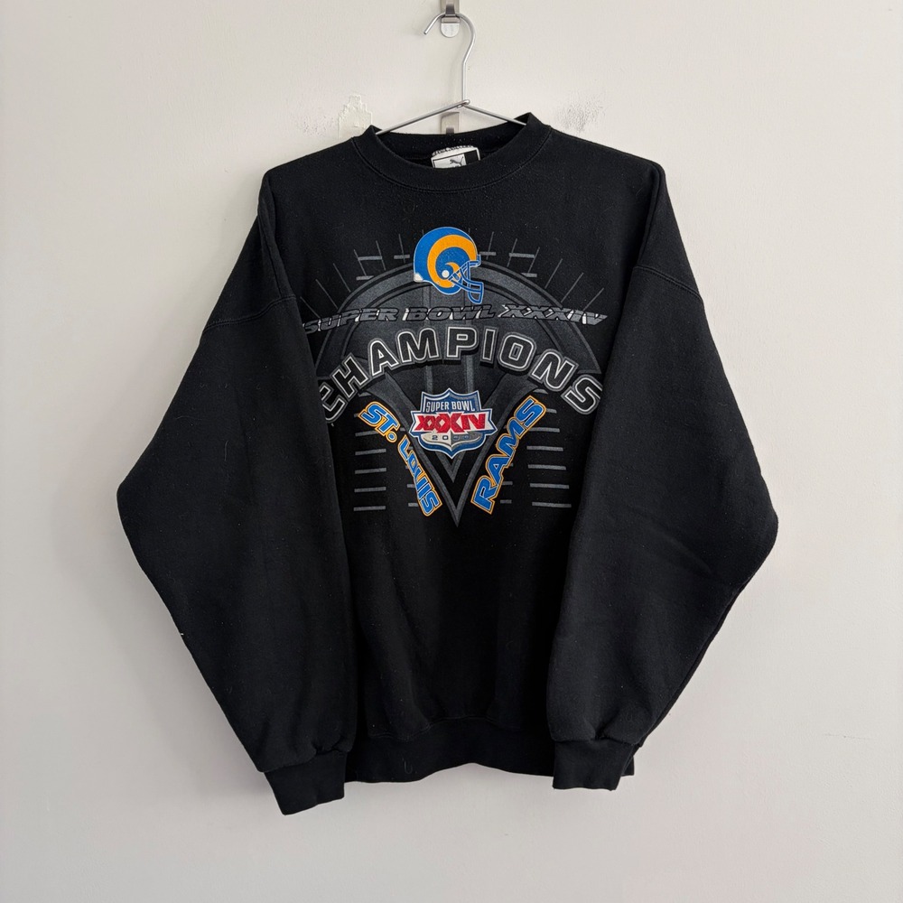 Puma St. Louis Rams Super Bowl XXXIV Champions Sweatshirt XL Black Mens